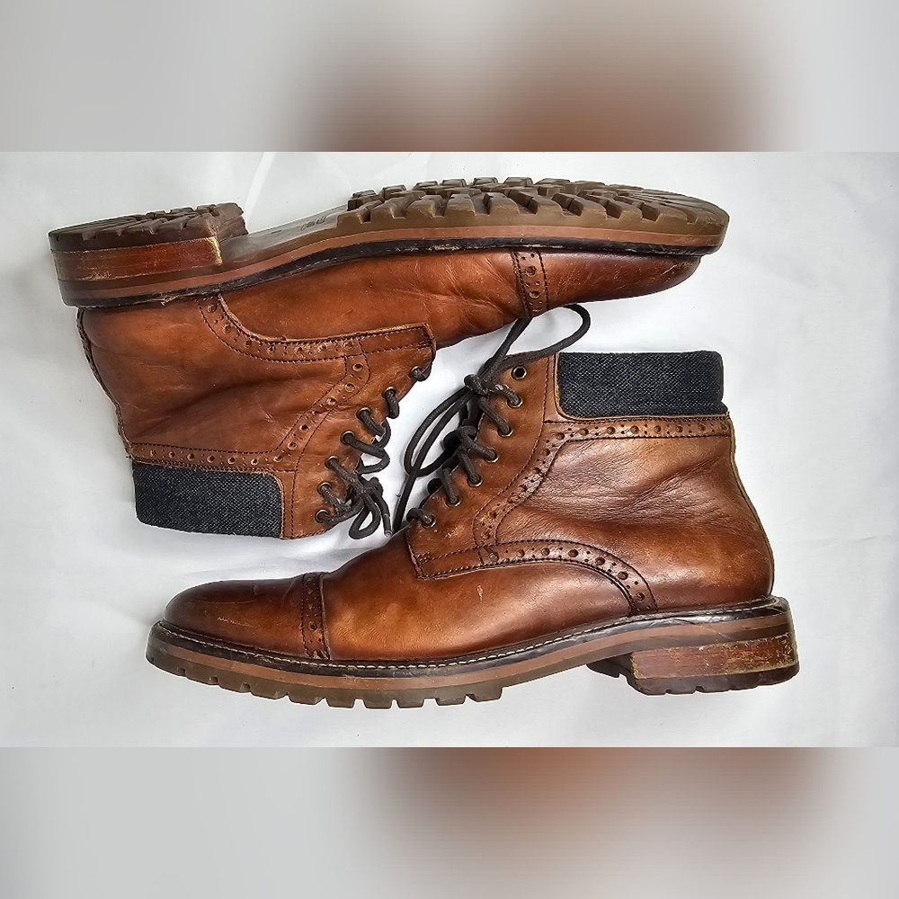 Warfield & Grand Potrero Mens Cap Toe Brogue Leather Lace-Up Ankle Boots Size 10 - Picture 4 of 12
